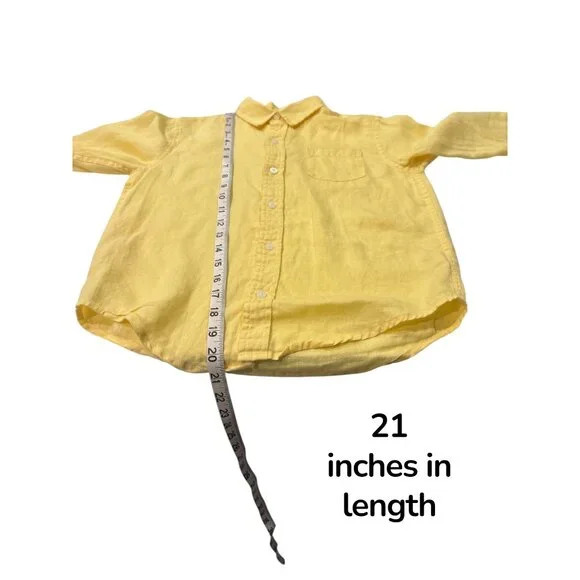 Janie and Jack Yellow Linen Button Shirt Boys Size 7 Long Sleeve - Picture 8 of 9